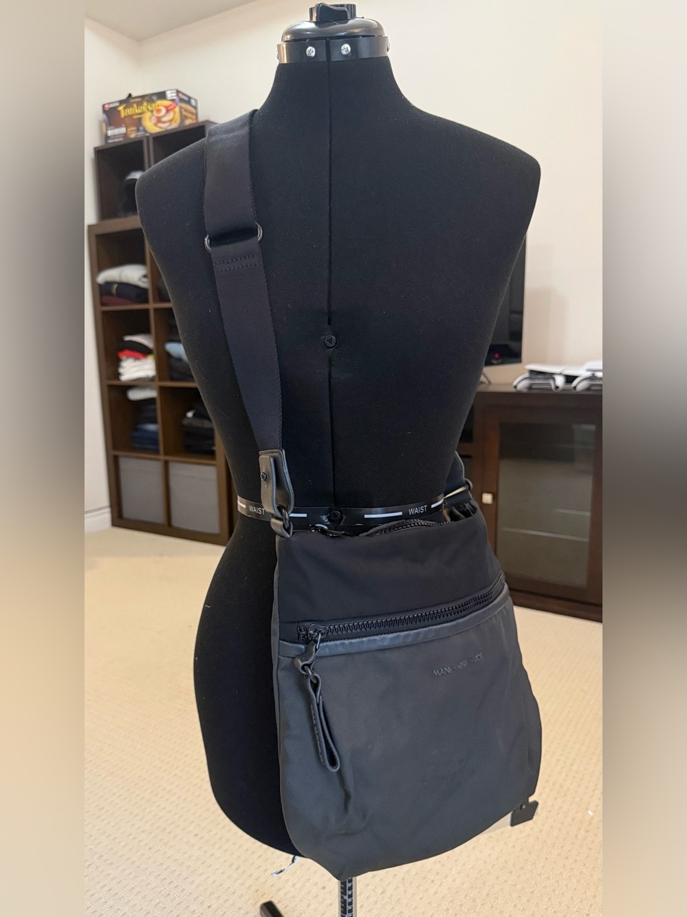 Mandarina Duck Nylon Crossbody Messenger Bag Charcoal Gray